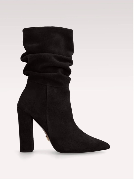 INGILIZ Shoes - INGILIZ Antoaneta Black Suede Slouchy High-Heel Ankle Boots - EU 37/7